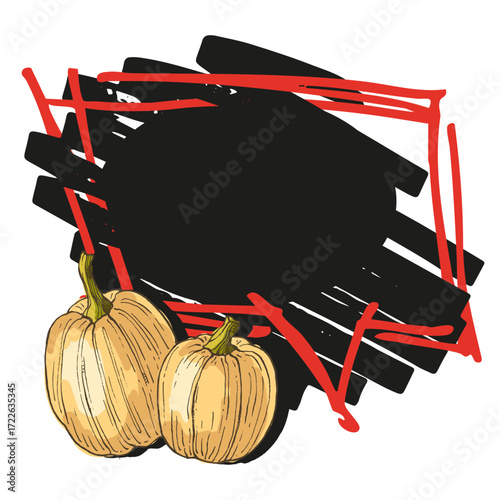 Speech Bubble pumpkin frame vector. Banners, price tags, stickers, posters, badges. Isolated on white background.