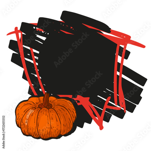 Speech Bubble pumpkin frame vector. Banners, price tags, stickers, posters, badges. Isolated on white background.