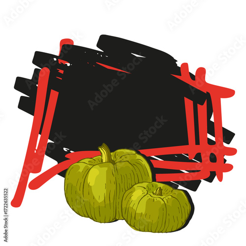 Speech Bubble pumpkin frame vector. Banners, price tags, stickers, posters, badges. Isolated on white background.