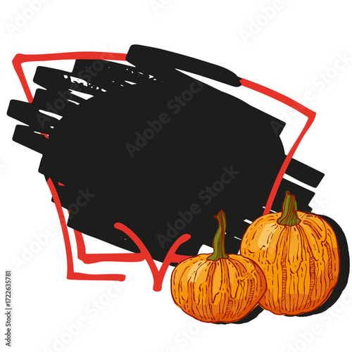 Speech Bubble pumpkin frame vector. Banners, price tags, stickers, posters, badges. Isolated on white background.