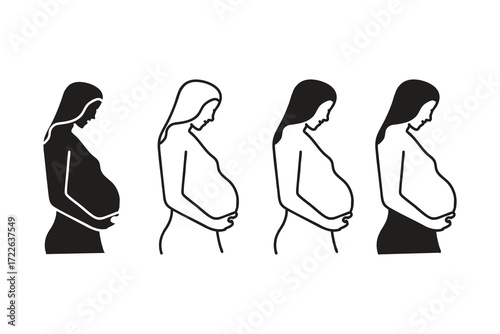 Pregnancy care linear icon. Prenatal period. Motherhood, parenthood. Expecting baby. Medical procedure. Thin line illustration. Contour symbol. Vector isolated outline drawing.
