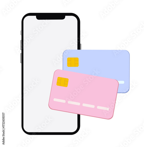 Vector illustration of smartphones, credit cards, and payment terminals showing modern digital transactions, online banking, mobile wallet, and secure contactless payments. Perfect for fintech