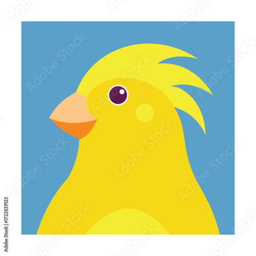 Yellow Cockatoo Bird Head Profile Flat Design vector