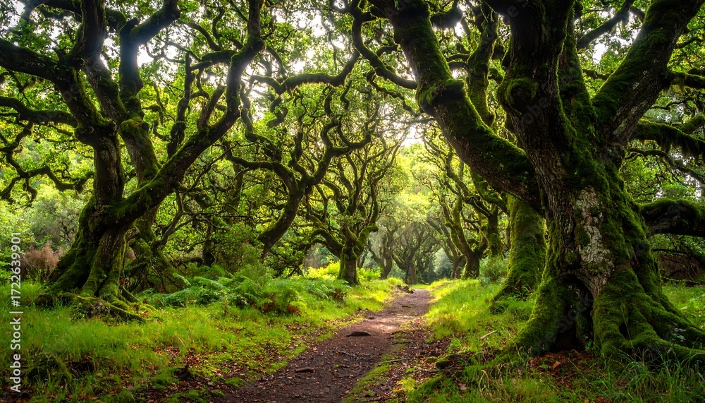 Naklejka premium Ancient mossy oak forest