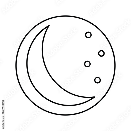 Minimalist line art silhouette showcasing the distinct phases of the moon cycle