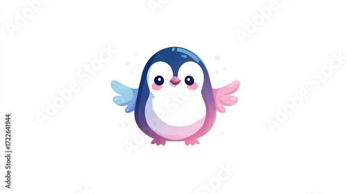 Cute penguin with wings