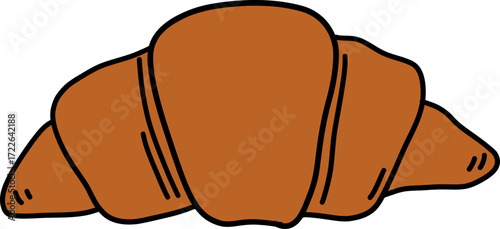 A brown croissant with black outlines