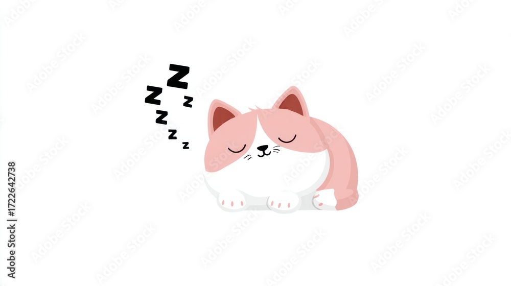 Fototapeta premium Cute pink cat sleeping