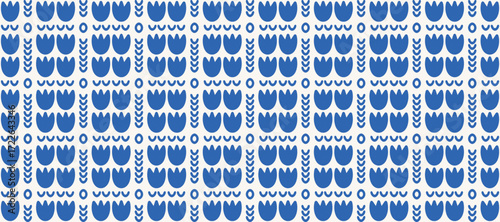 Wallpaper Mural Scandi Tulip Blue and White Folk Seamless Pattern Torontodigital.ca