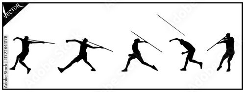 Silhouette of a javelin thrower, athletics championship. Vector illustration on a white background.