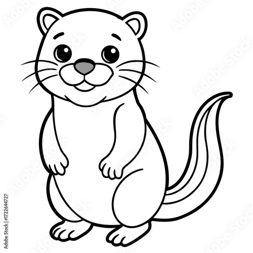 Vector illustration of a cute, happy, funny cartoon animal character, like a cheerful hamster or squirrel