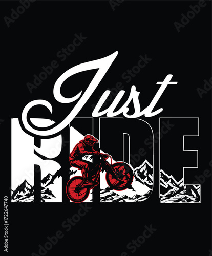 just-ride-mountain-bike-rider-typography-tshirt-mug-design