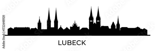 Lübeck Skyline Silhouette Historic German Cityscape