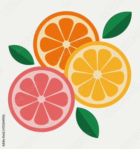 Vibrant Citrus Fruit Slices Orange, Grapefruit, Lemon