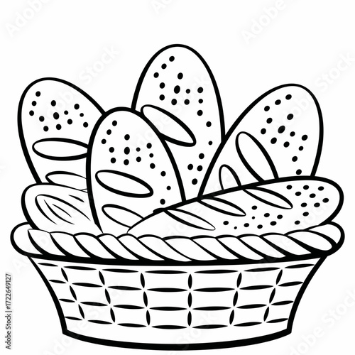 Basket of Assorted Bread Vector Illustration for Bakery and Food Concepts