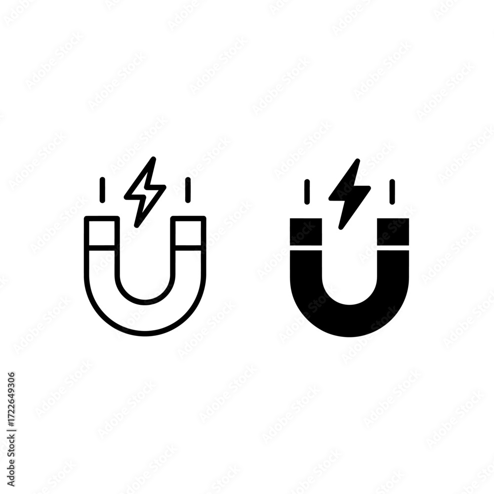 Fototapeta premium Magnet Icon Set Outline and Filled Versions