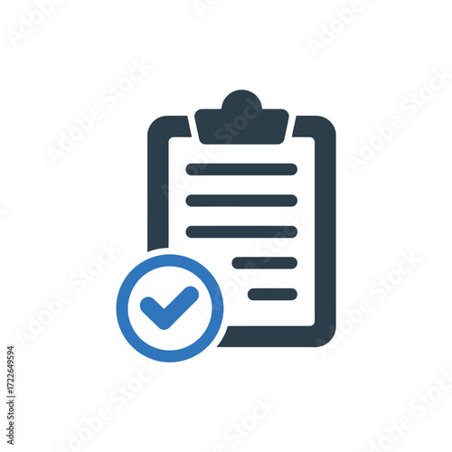 Checklist Icon Completed Task, Verified Document, Approved List