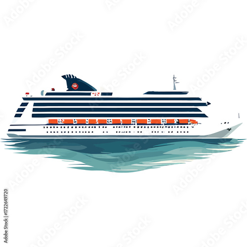 Illustration of a Large Cruise Ship on the Water.