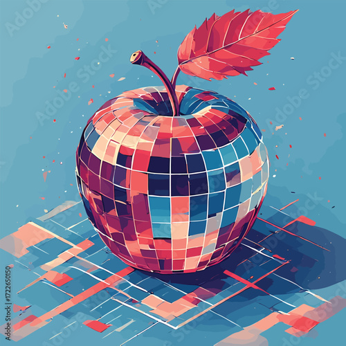 Mosaic Apple - A Vibrant Fusion of Nature and Digital Art.