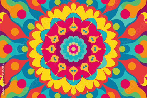 vibrant kaleidoscope textile print background  ret