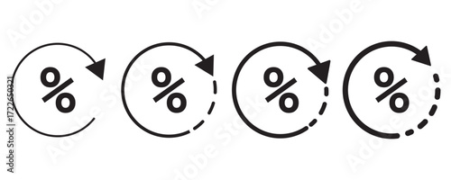 Discount promotion line icon set isolated on white background. Price discount tag vector icons in fill style. Promotion price tag flat icon collection. 