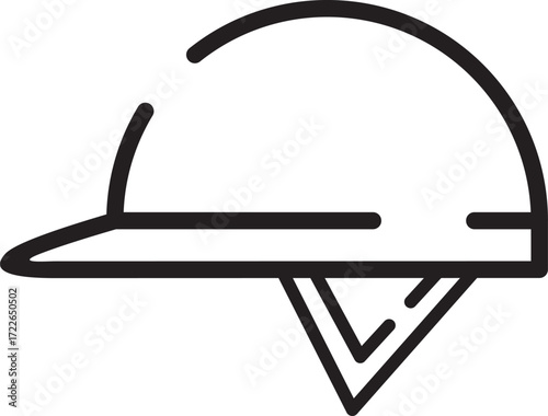 Outlined Icon of Helmet Representing Safety and Sports Protection Equipment