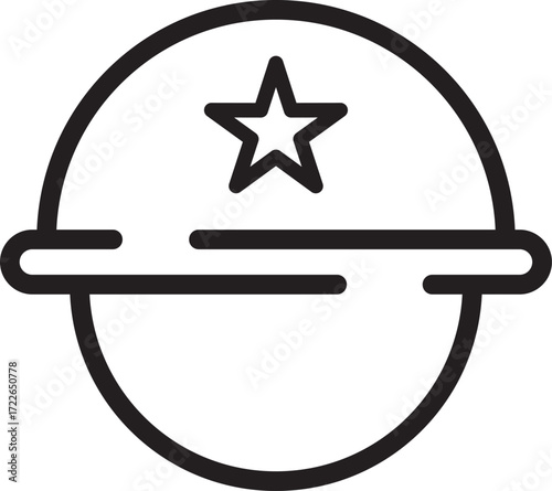 Outlined Icon of Helmet Representing Safety and Sports Protection Equipment