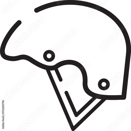 Outlined Icon of Helmet Representing Safety and Sports Protection Equipment