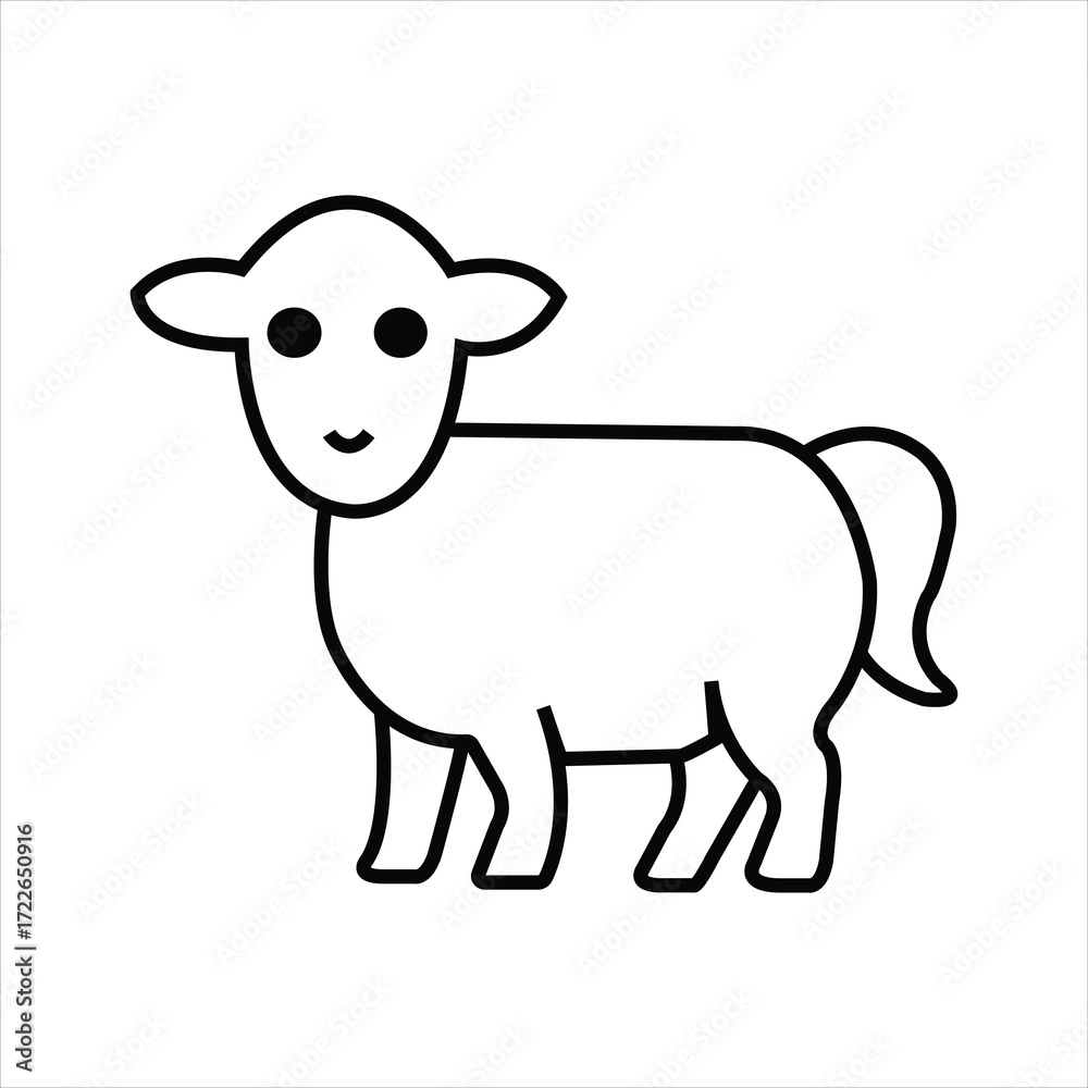 Fototapeta premium Black and White Sheep Outline Vector, Sheep Outline Vector Illustration, Farm Animal Sheep Outline Icon