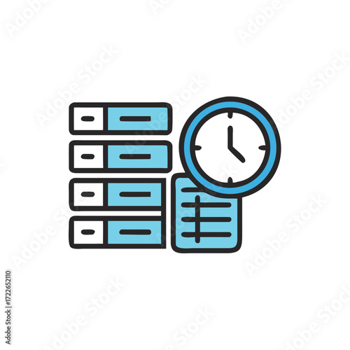 Server storage with clock and data sheet in modern design  