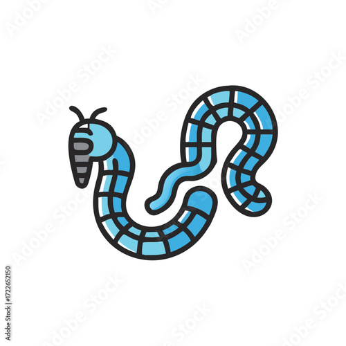 Blue cyber worm illustration representing concept of Cybersecurity  