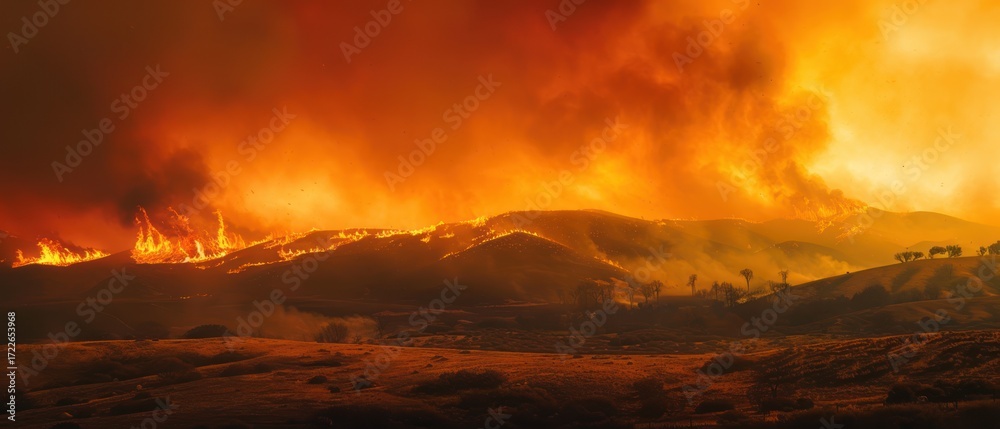 Fototapeta premium Forest fire landscape