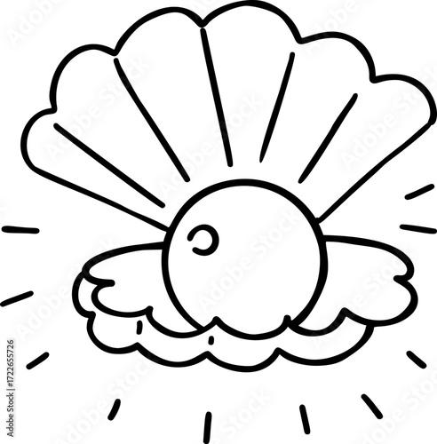 A cartoon drawing of a pearl in an open shell