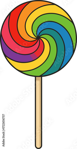 Colorful Rainbow Lollipop On Stick — Fun Candy Dessert For Kids And Parties