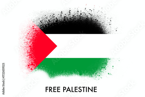 Spray paint effect of Palestinian flag, representing struggle, strength, and the voice for freedom.