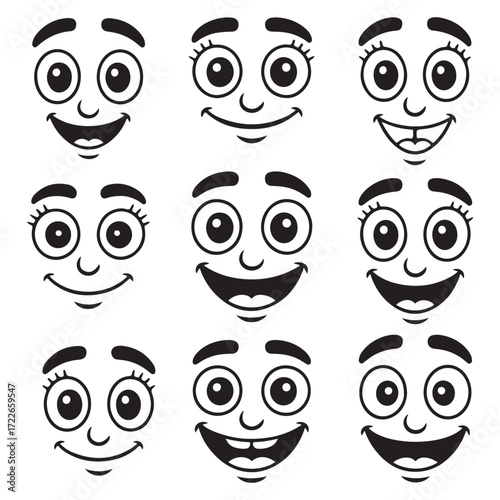 Wallpaper Mural Cartoon Emoji Faces Silhouette Collection Torontodigital.ca