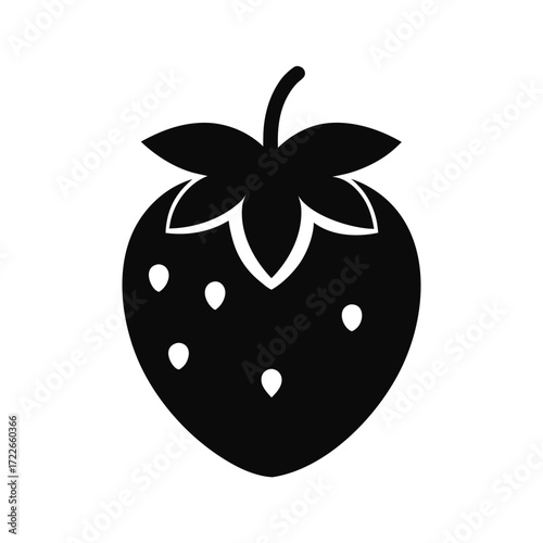 Simple black silhouette of a strawberry glyph icon perfect for digital and print applications