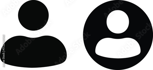 user profile avatar icons set in solid black style with simple and circular shapes, flat vector symbols for account, login and ui design