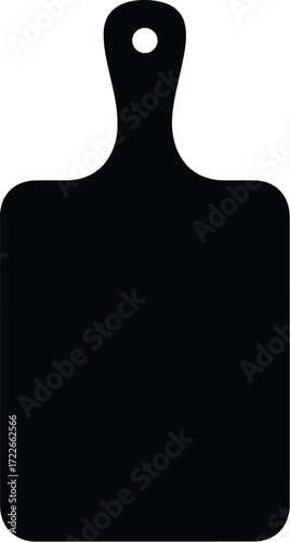 Black cutting board, kitchen utensil for food preparation and serving