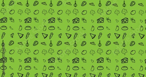 Animation of moving vegetables over green background
