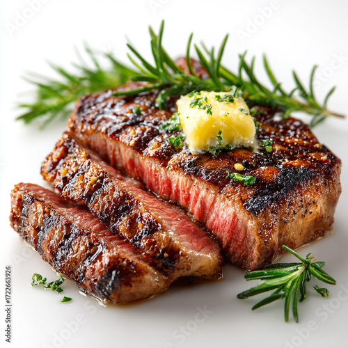 Medium-Rare Grilled Steak Cooked Reveal Sliced Juicy