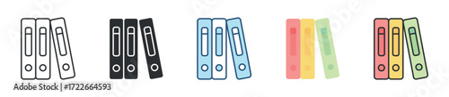 Archive Binder Icon Set Multiple Style Collection