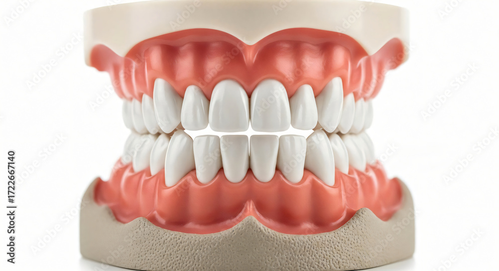 Fototapeta premium Dental Model Showing Perfect White Teeth for Oral Hygiene Awareness and Toothbrushing Campaign
