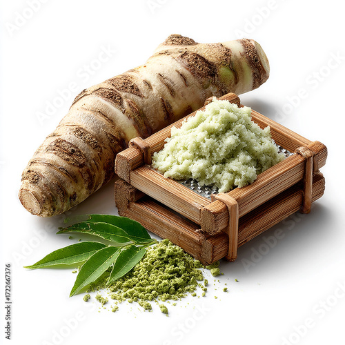 Rhizome Wasabi Pale Wit And Root Paste Green Grated Fresh