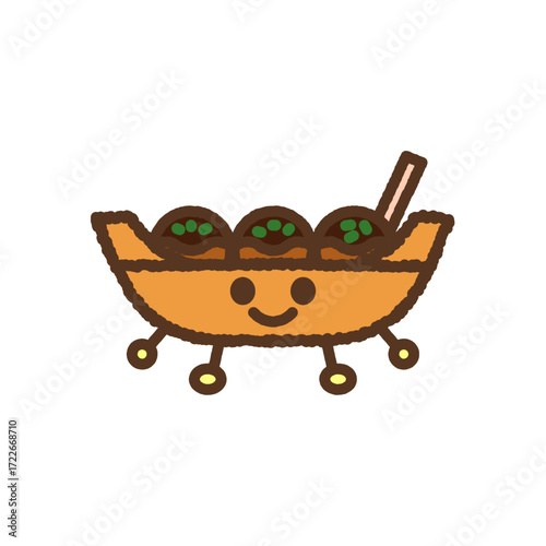 キャラクター風の食べ物アイコン　たこ焼き