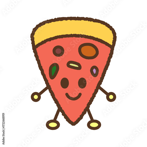 キャラクター風の食べ物アイコン　ピザ