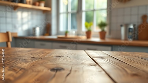 Wallpaper Mural Rustic wooden table with natural grain texture, reflecting morning light from a kitchen window.
 Torontodigital.ca
