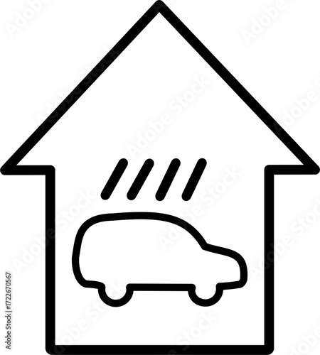 Car wash building line icon. Vector graphics and not Artificial Intelligence, logo illustration. Replaceable vector design.