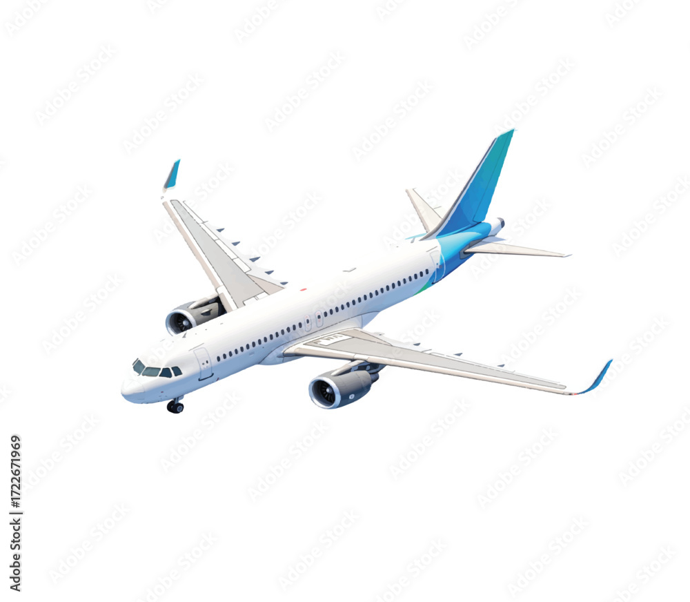 Obraz premium Modern passenger airplane ready for takeoff, symbolizing global travel and connection, perfect for aviation or tourism marketing campaigns, airlines, tourism