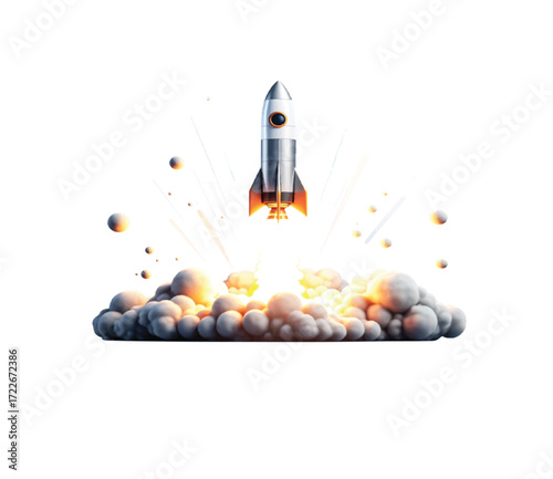 Bold rocket launch illustration symbolizing innovation and ambitious new projects, a vibrant metaphor for growth and success in business ventures today